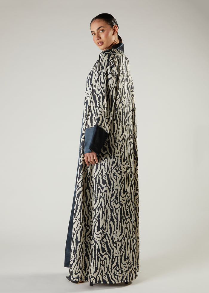 Ink Print Satin Kimono