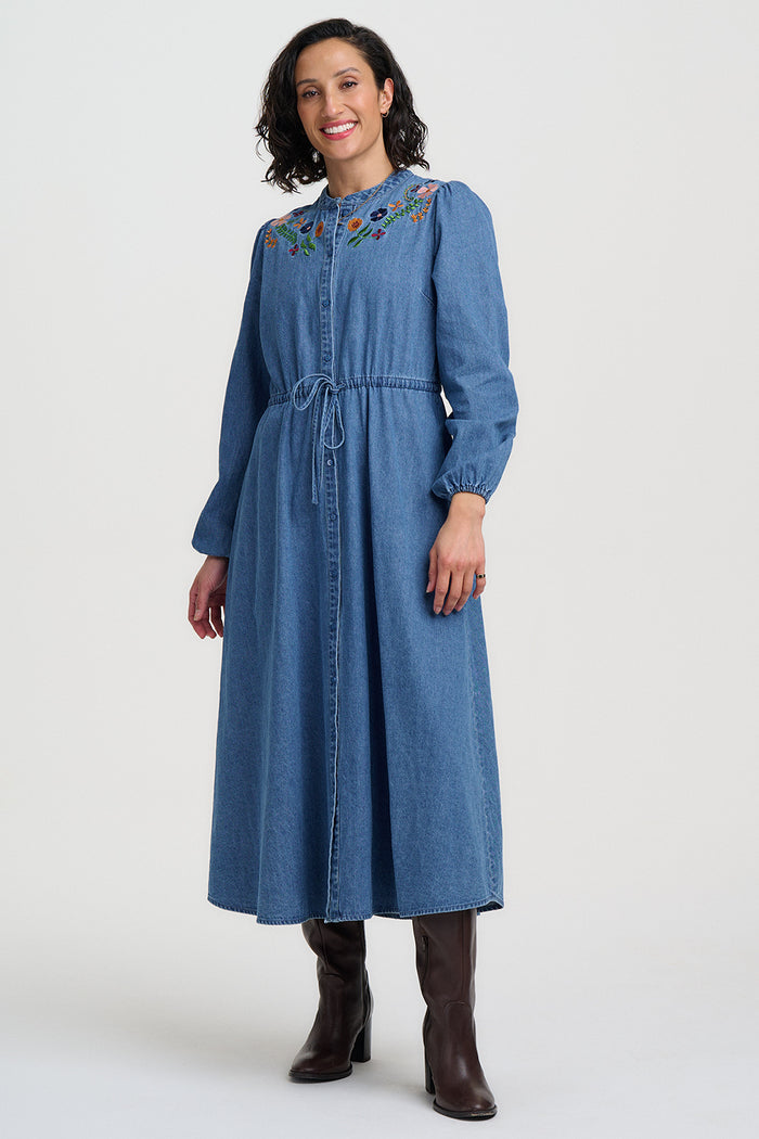 Ivana Midi Shirt Dress (Mid Blue)