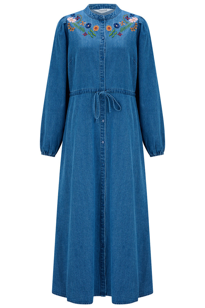 Ivana Midi Shirt Dress (Mid Blue)
