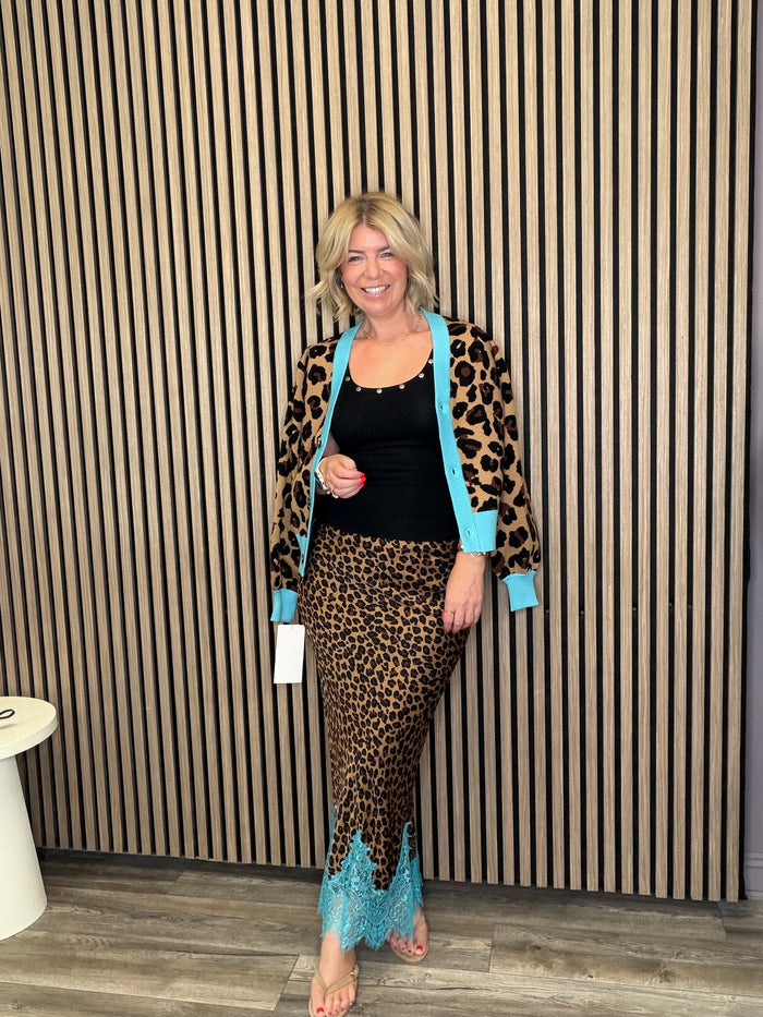 Jacquard Cardigan (Leopard/Blue)