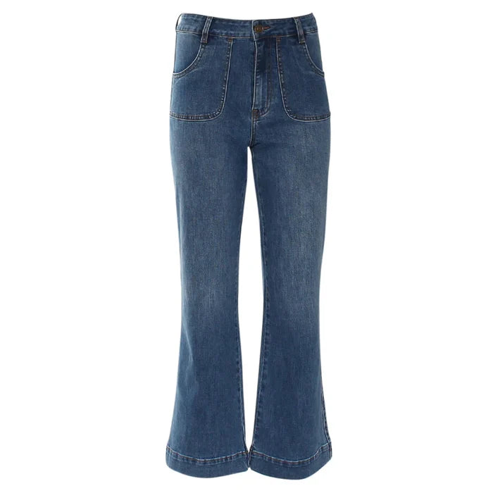 Janette Wide Leg Jeans (Mid Blue/Regular)