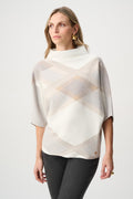Joseph Ribkoff Geometric Cowl Neck Poncho in Winter White