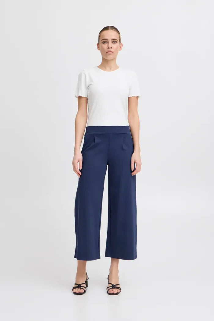 Kate Cropped Wide Leg Pants (Medieval Blue)
