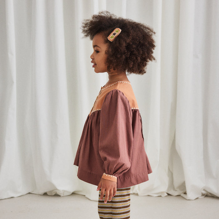 Kids Cotton Poplin Bettina Top - Mousse
