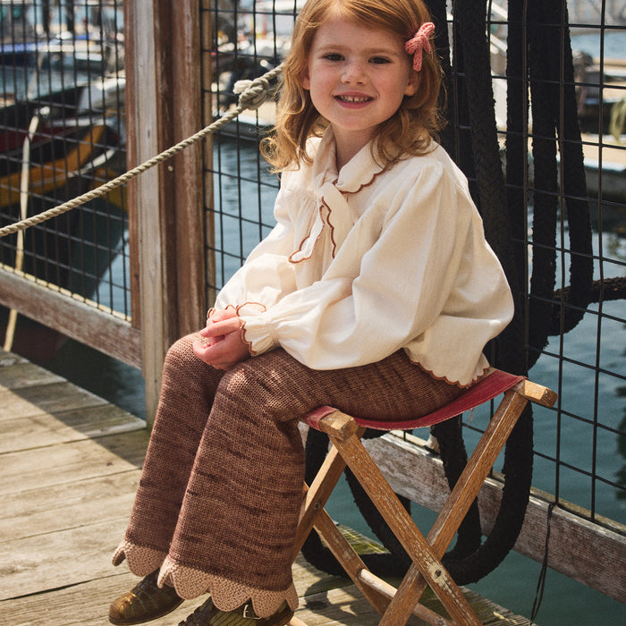 Kids Merino Wool Scallop Edge Pant - Affogato