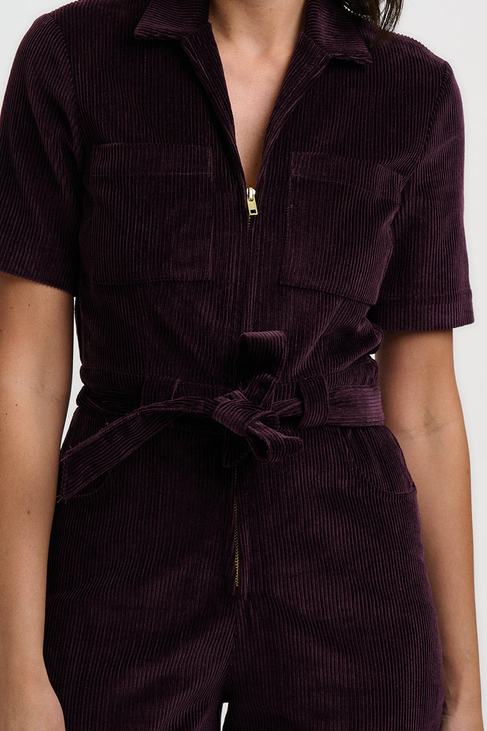 Meredith Cord Jumpsuit (Dark Plum)