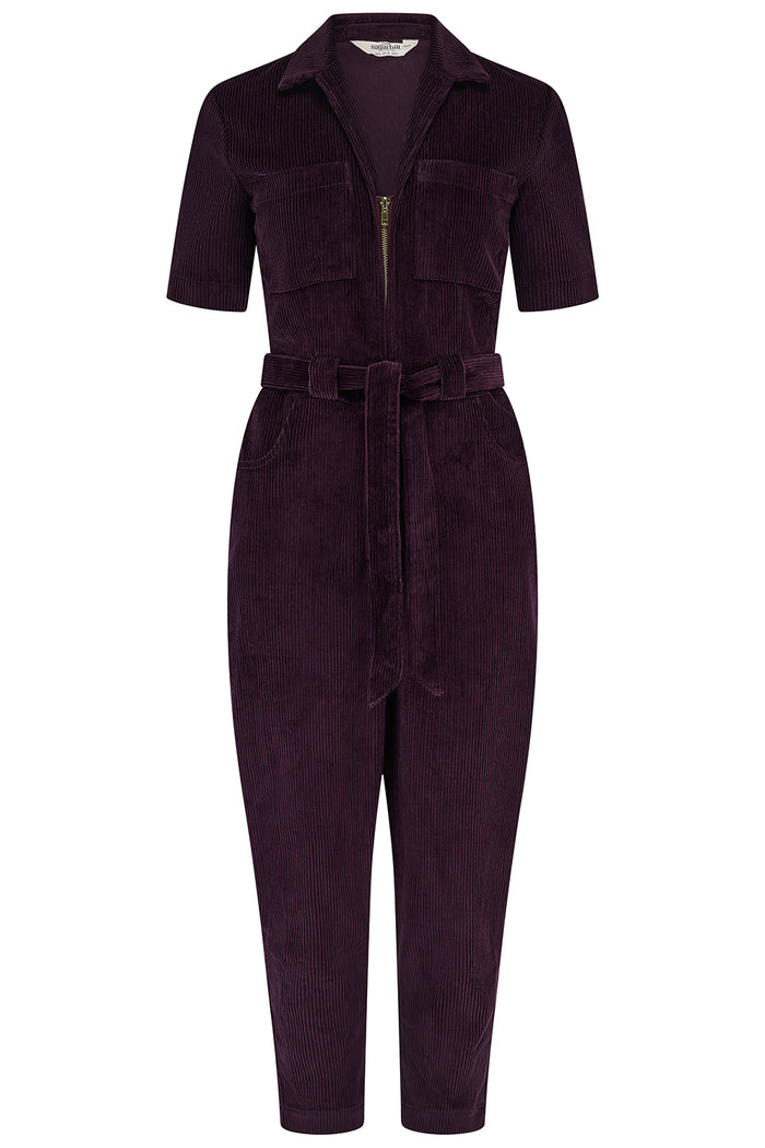 Meredith Cord Jumpsuit (Dark Plum)