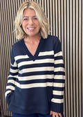 Nina V-Neck Jumper (Navy Blazer/Birch)