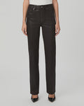 Paige Denim Stevie Straight Jean in Chicory Coffee Luxe Coating