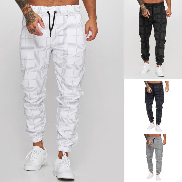 men's checkered pants micro-stretch cotton tapered fit in dark grey for travel days and polished weekend looks