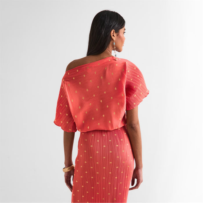 Plisse Tilly Dress (Coral)