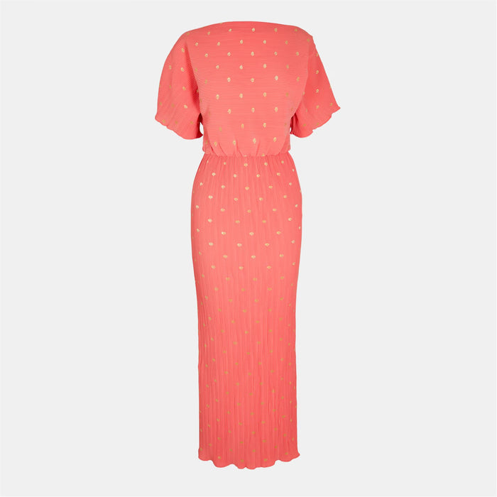 Plisse Tilly Dress (Coral)