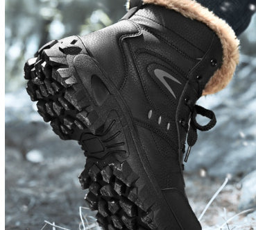 anti slip winter boots plus size men's snow boots with deep-lug traction and water-resistant upper for slush days
