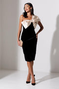 Raphelite Bow Dress (Black Velvet/Gold)