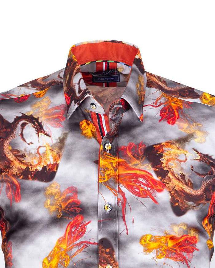 Red Dragon Print with Matching Handkerchief-Makrom