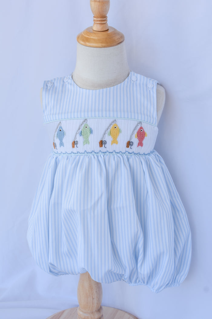 "Reel" Sweet Ted Smocked Bubble