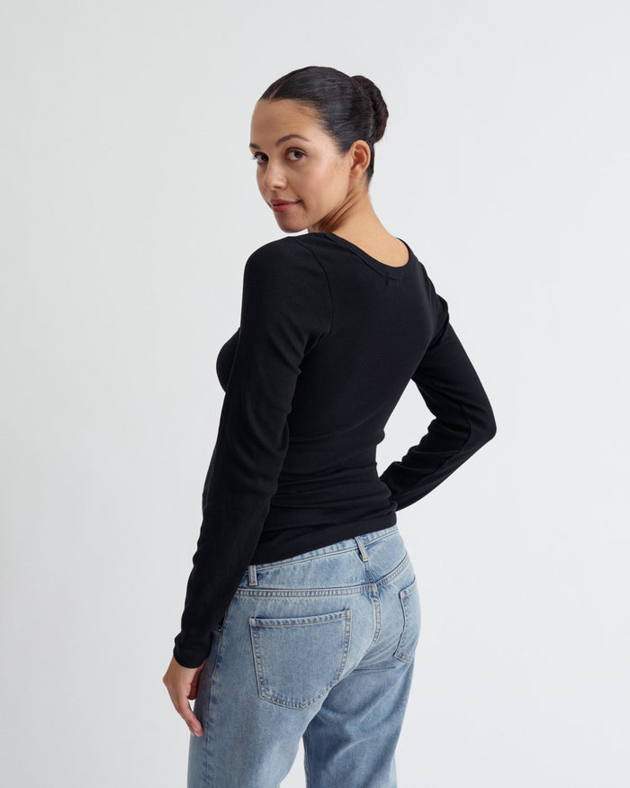 Ribbed Pregnancy Long Sleeve (Black/White) - Ilouity
