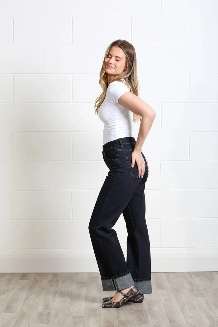 Rose Turn Up Straight Jean (Raw Denim/Reg)