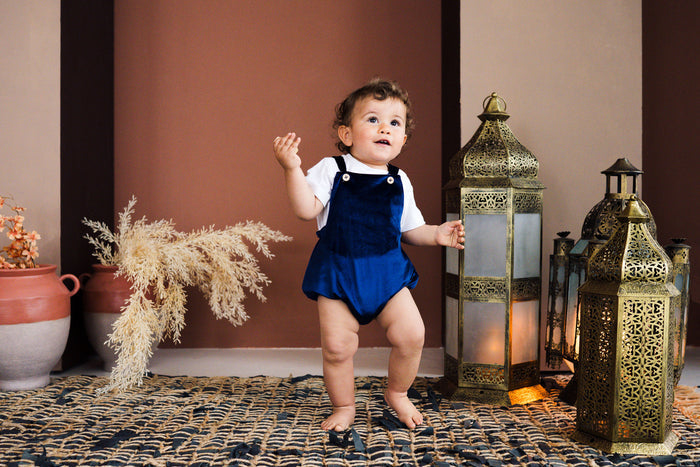 Royal Blue Velvet Romper