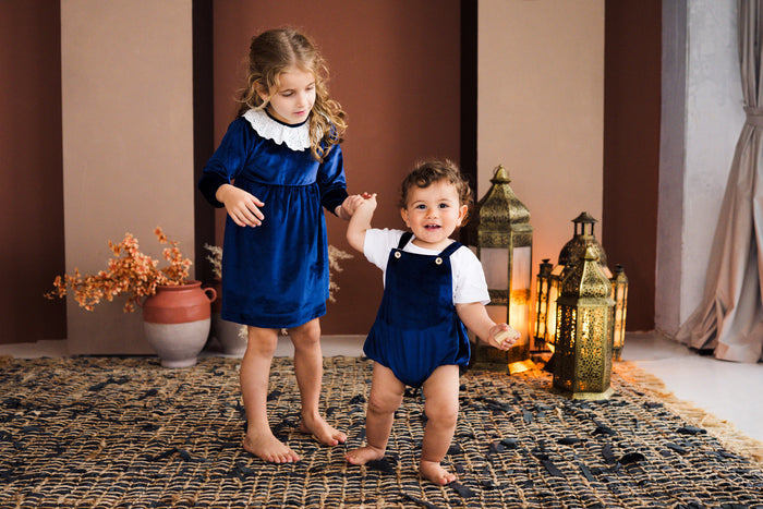 Royal Blue Velvet Romper