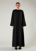 Self Stripes Abaya Black