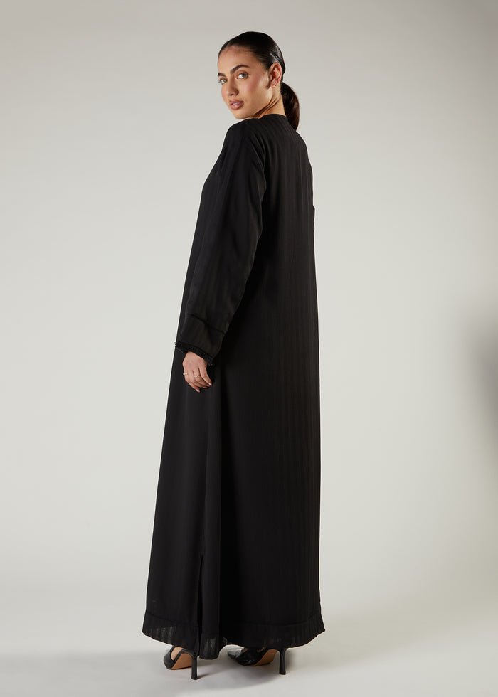 Self Stripes Abaya Black