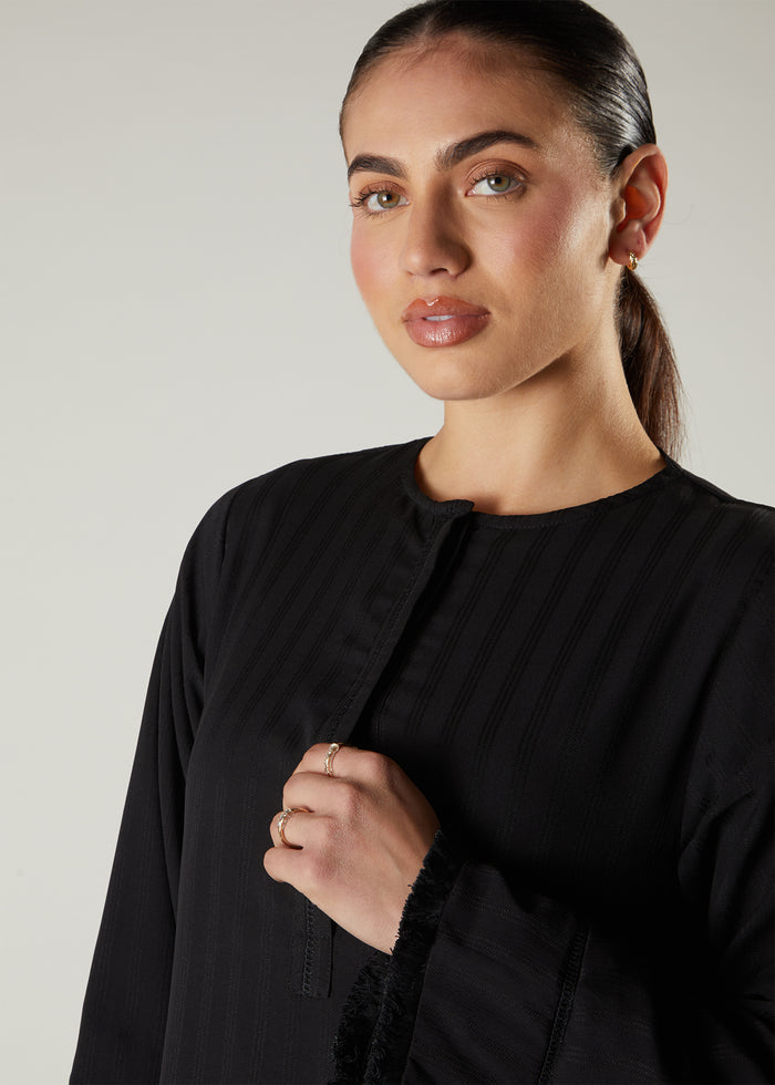 Self Stripes Abaya Black