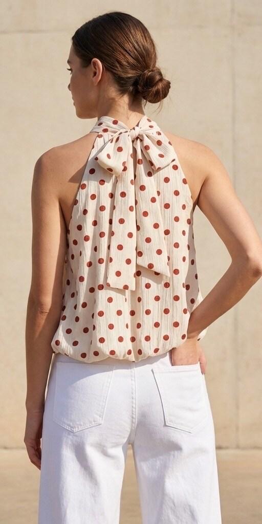 Simone Top (Cream/Terracotta)