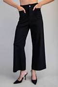 Soft Washed Wide Leg Pants in Black