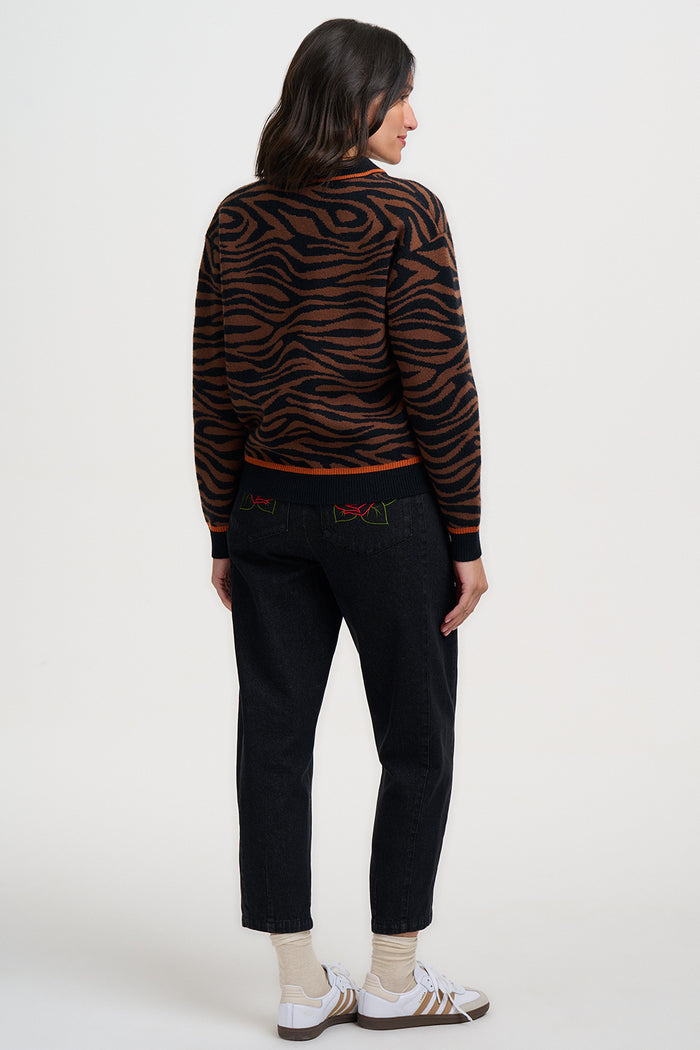 Solana Knitted Bomber (Brown/Black)