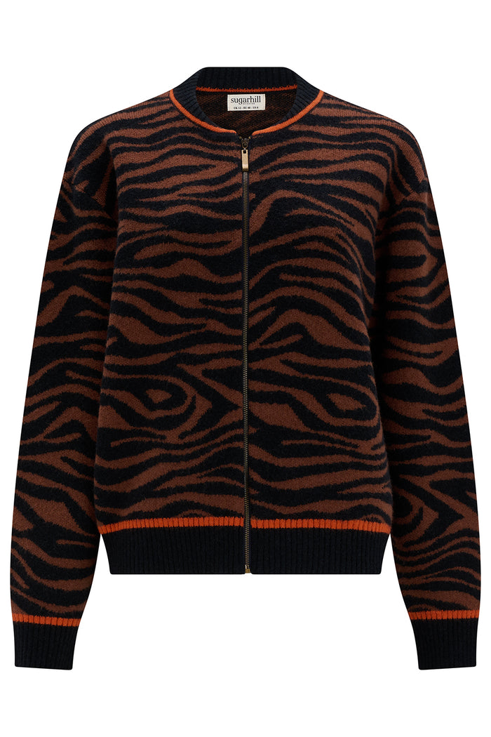 Solana Knitted Bomber (Brown/Black)