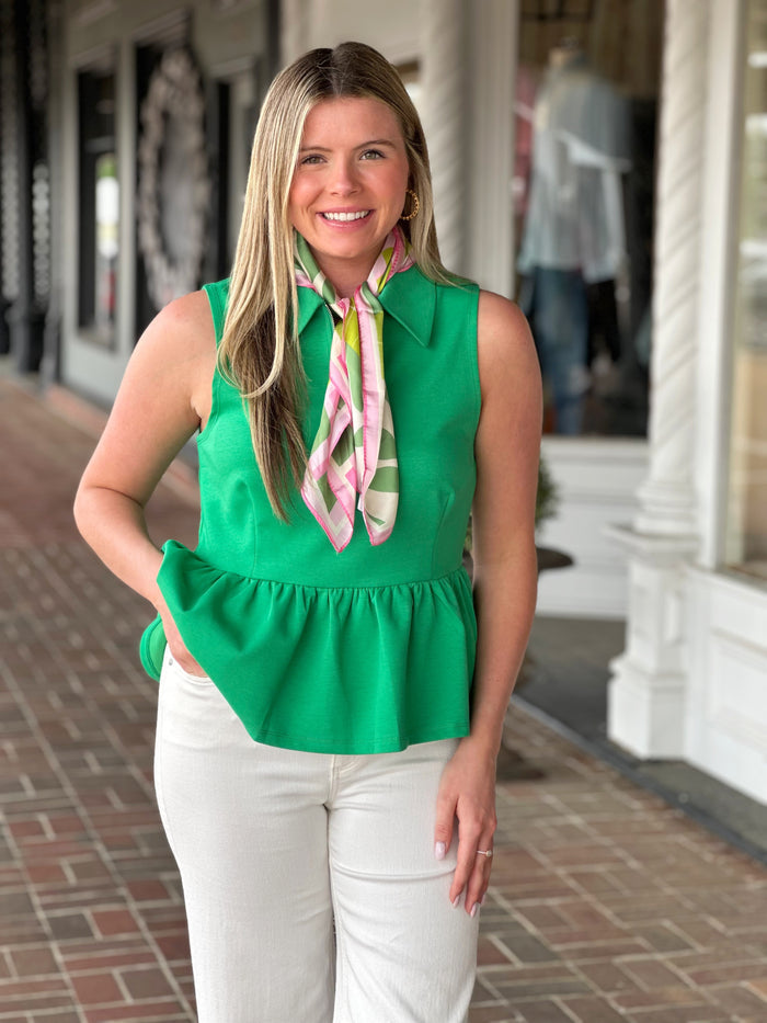 Solid Sleeveless Top in Green