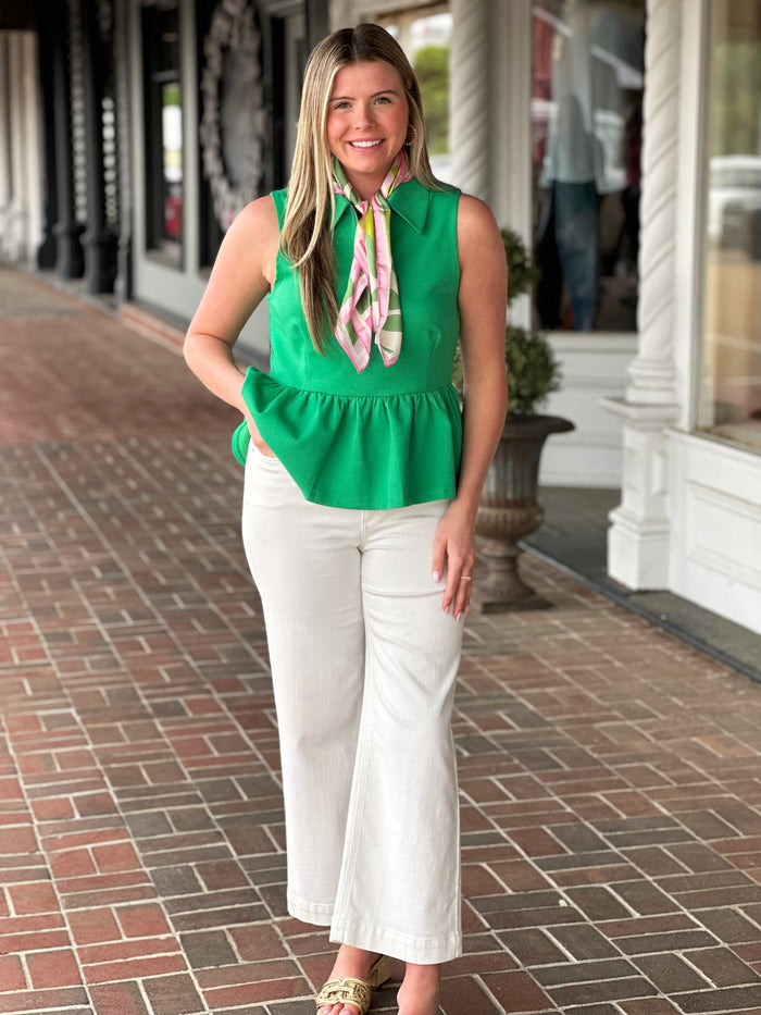 Solid Sleeveless Top in Green