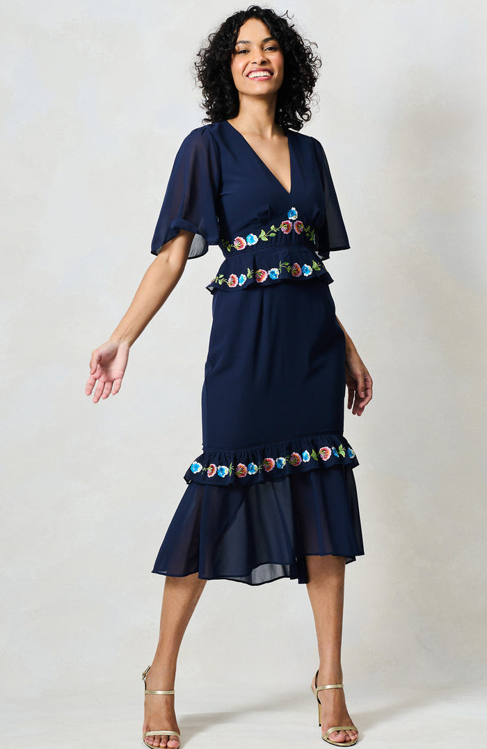 The Allegra Midi Dress (Navy)