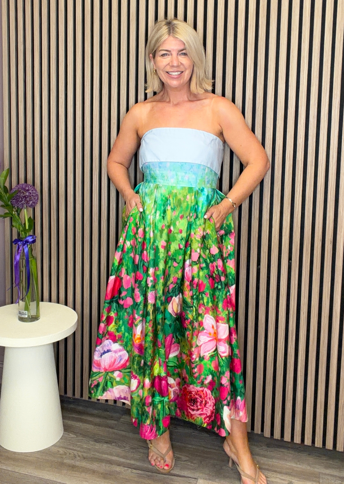 The Bloom Midi Dress (Blue/Green)