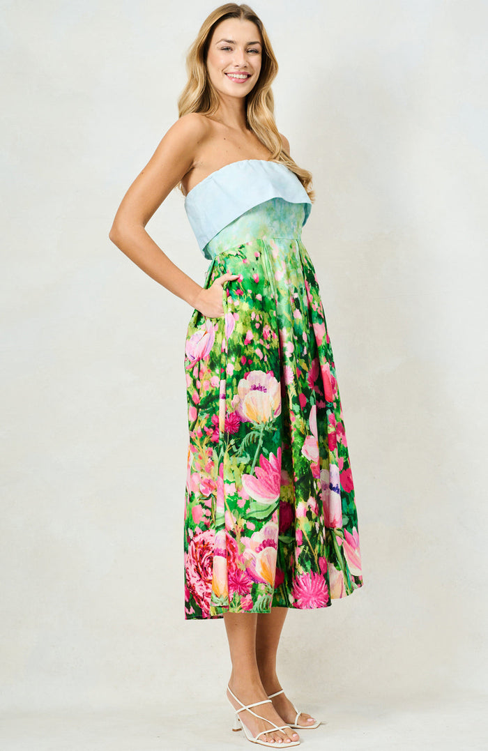 The Bloom Midi Dress (Blue/Green)