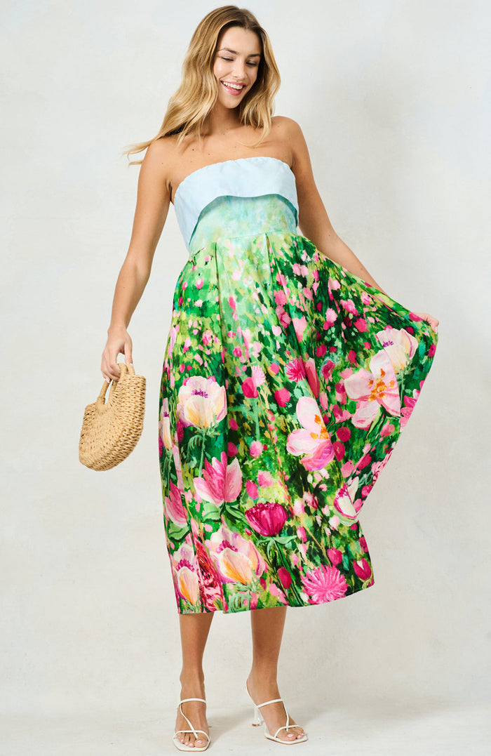 The Bloom Midi Dress (Blue/Green)