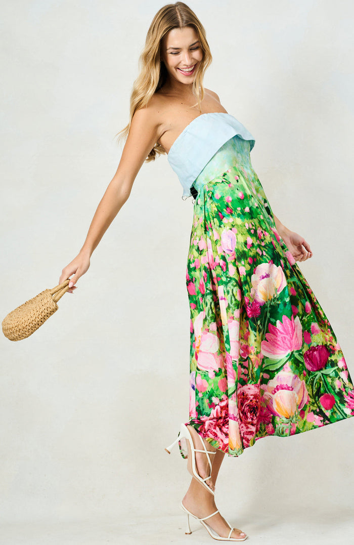The Bloom Midi Dress (Blue/Green)