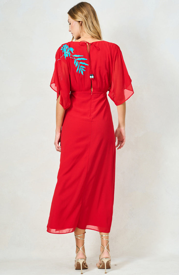 The Inara Midi Dress (Red/Teal)