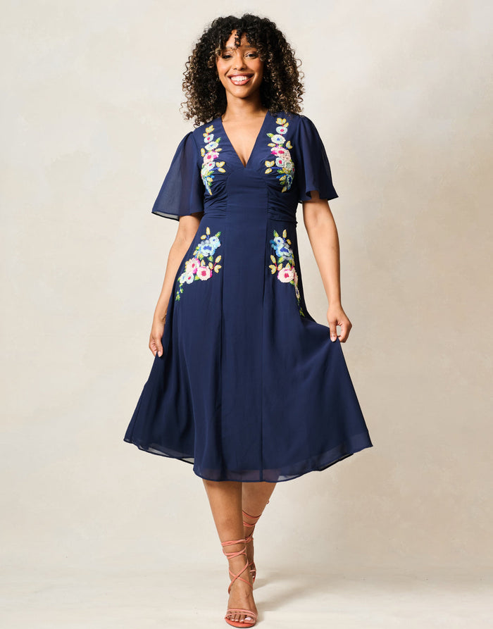 The Zaynab Midi Dress (Navy)