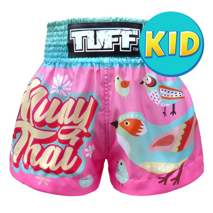 TUFF Kids Muay Thai Shorts Boxing Trunks Traditional Style (TUF-MS633-PNK)