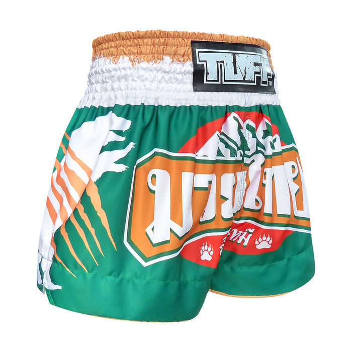 TUFF Kids Muay Thai Shorts Boxing Trunks Traditional Style (TUF-MS635-GRN)