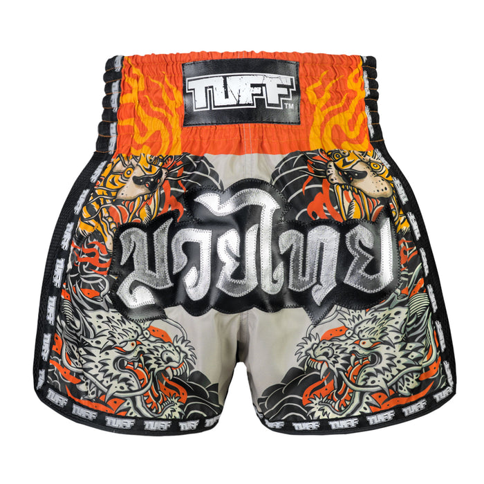 TUFF Muay Thai Shorts Boxing Trunks Retro Style (TUF-MSC106-GRY)