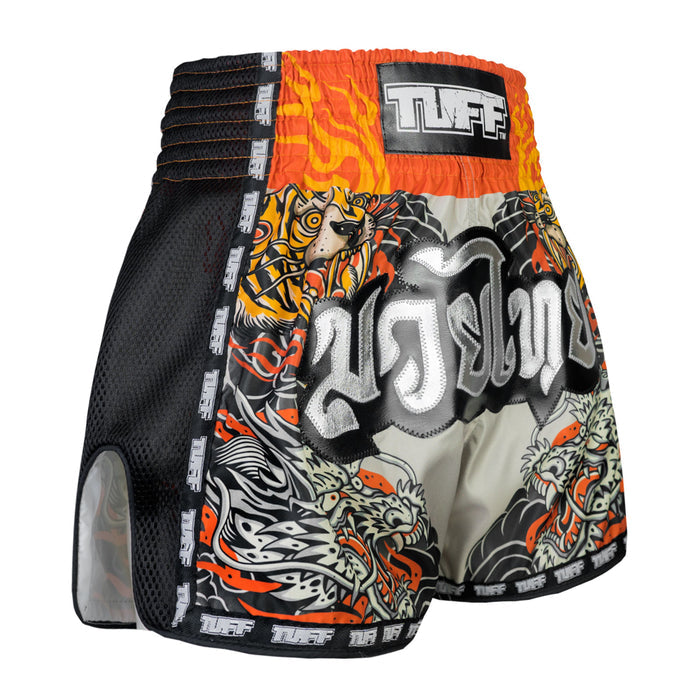 TUFF Muay Thai Shorts Boxing Trunks Retro Style (TUF-MSC106-GRY)