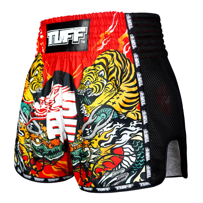 TUFF Muay Thai Shorts Boxing Trunks Retro Style (TUF-MSC113-RED)