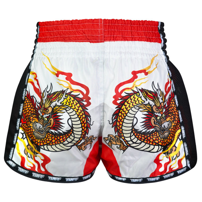TUFF Muay Thai Shorts Boxing Trunks Retro Style (TUF-MSC114-WHT)