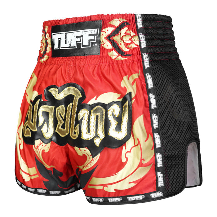 TUFF Muay Thai Shorts Boxing Trunks Retro Style (TUF-MSC119-RED)