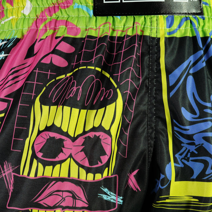 TUFF Muay Thai Shorts Boxing Trunks Retro Style (TUF-RMS119-BLK)
