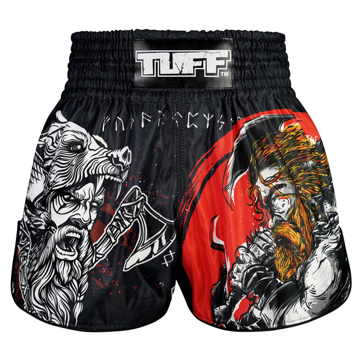 TUFF Muay Thai Shorts Boxing Trunks Retro Style (TUF-RMS121-BLK)