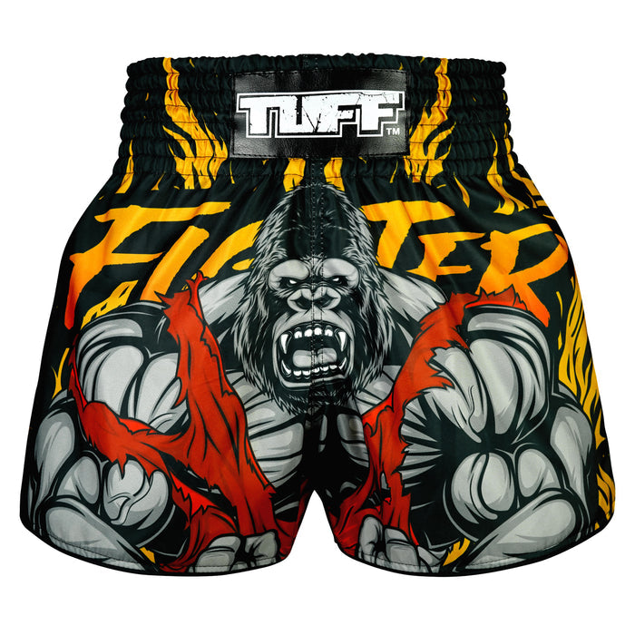 TUFF Muay Thai Shorts Boxing Trunks Retro Style (TUF-RMS122-BLK)